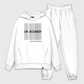 Мужской костюм хлопок OVERSIZE с принтом OK BOOMER (BLACK) ,  |  | boomer | boomers | generation | internet | meme | ok | ok boomer | young | бумеры | зумеры | интернет | мем | молодежь | ок | ок бумер | окей бумер | поколение