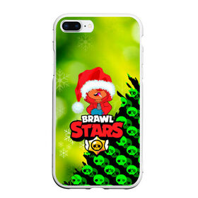 Чехол для iPhone 7Plus/8 Plus матовый с принтом BRAWL STARS LEON НОВОГОДНИЙ , Силикон | Область печати: задняя сторона чехла, без боковых панелей | brawl stars | leon | moba | бравл старс | жанр | игра | леон | лого | логотип | надпись