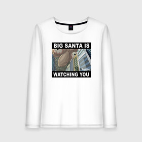 Женский лонгслив хлопок с принтом BIG SANTA IS WATCHING YOU , 100% хлопок |  | rick and morty | мультсериал | новый год | рик и морти | рождество