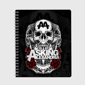 Тетрадь с принтом Asking Alexandria , 100% бумага | 48 листов, плотность листов — 60 г/м2, плотность картонной обложки — 250 г/м2. Листы скреплены сбоку удобной пружинной спиралью. Уголки страниц и обложки скругленные. Цвет линий — светло-серый
 | asking alexandria | аскинг александриа | группы | метал | музыка | рок | хэви метал | электроникор