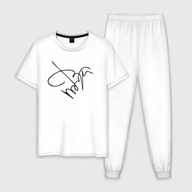 Мужская пижама хлопок с принтом Автограф Джонни Деппа , 100% хлопок | брюки и футболка прямого кроя, без карманов, на брюках мягкая резинка на поясе и по низу штанин
 | Тематика изображения на принте: 