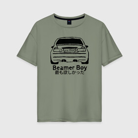 Женская футболка хлопок Oversize с принтом Beamer boy , 100% хлопок | свободный крой, круглый ворот, спущенный рукав, длина до линии бедер
 | beamer | beamer boy | bmw | lil | lil peep | peep | rap