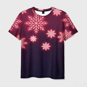 Мужская футболка 3D с принтом Рождественская снежинка , 100% полиэфир | прямой крой, круглый вырез горловины, длина до линии бедер | 