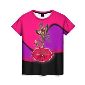 Женская футболка 3D с принтом Hazbin Hotel , 100% полиэфир ( синтетическое хлопкоподобное полотно) | прямой крой, круглый вырез горловины, длина до линии бедер | hazbin | hazbin hotel | hotel | мюзикл | отель хазбин | хазбин