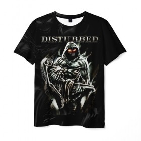 Мужская футболка 3D с принтом Disturbed , 100% полиэфир | прямой крой, круглый вырез горловины, длина до линии бедер | asylum | disturbed | heavy metal | immortalized | the guy | the lost children | группы | метал | рок