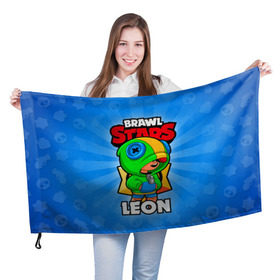 Флаг 3D с принтом BRAWL STARS LEON , 100% полиэстер | плотность ткани — 95 г/м2, размер — 67 х 109 см. Принт наносится с одной стороны | brawl stars | brawl stars leon | brawler | leon | бравл старз | бравлер | леон