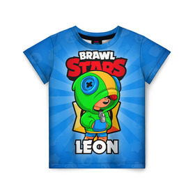 Детская футболка 3D с принтом BRAWL STARS LEON , 100% гипоаллергенный полиэфир | прямой крой, круглый вырез горловины, длина до линии бедер, чуть спущенное плечо, ткань немного тянется | brawl stars | brawl stars leon | brawler | leon | бравл старз | бравлер | леон