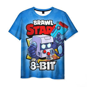 Мужская футболка 3D с принтом BRAWL STARS 8-BIT , 100% полиэфир | прямой крой, круглый вырез горловины, длина до линии бедер | 8 bit | 8 бит | brawl stars | brawl stars 8 bit | brawler | бравл старз | бравлер
