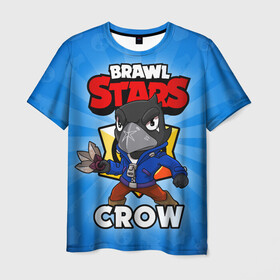 Мужская футболка 3D с принтом BRAWL STARS CROW , 100% полиэфир | прямой крой, круглый вырез горловины, длина до линии бедер | brawl stars | brawl stars crow | brawler | crow | бравл старз | бравлер | ворон