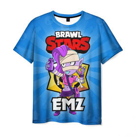 Мужская футболка 3D с принтом BRAWL STARS EMZ , 100% полиэфир | прямой крой, круглый вырез горловины, длина до линии бедер | brawl stars | brawl stars emz | brawler | emz | бравл старз | бравлер | эмз