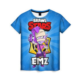 Женская футболка 3D с принтом BRAWL STARS EMZ , 100% полиэфир ( синтетическое хлопкоподобное полотно) | прямой крой, круглый вырез горловины, длина до линии бедер | Тематика изображения на принте: brawl stars | brawl stars emz | brawler | emz | бравл старз | бравлер | эмз