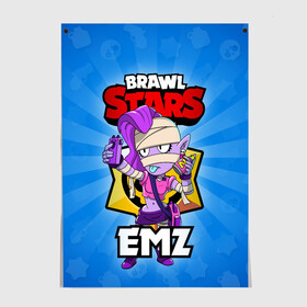 Постер с принтом BRAWL STARS EMZ , 100% бумага
 | бумага, плотность 150 мг. Матовая, но за счет высокого коэффициента гладкости имеет небольшой блеск и дает на свету блики, но в отличии от глянцевой бумаги не покрыта лаком | brawl stars | brawl stars emz | brawler | emz | бравл старз | бравлер | эмз