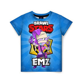 Детская футболка 3D с принтом BRAWL STARS EMZ , 100% гипоаллергенный полиэфир | прямой крой, круглый вырез горловины, длина до линии бедер, чуть спущенное плечо, ткань немного тянется | brawl stars | brawl stars emz | brawler | emz | бравл старз | бравлер | эмз