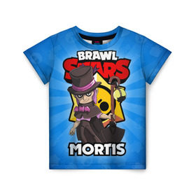 Детская футболка 3D с принтом BRAWL STARS MORTIS , 100% гипоаллергенный полиэфир | прямой крой, круглый вырез горловины, длина до линии бедер, чуть спущенное плечо, ткань немного тянется | Тематика изображения на принте: brawl stars | brawl stars mortis | brawler | mortis | бравл старз | бравлер | мортис