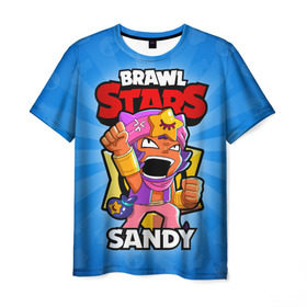 Мужская футболка 3D с принтом BRAWL STARS SANDY , 100% полиэфир | прямой крой, круглый вырез горловины, длина до линии бедер | brawl stars | brawl stars sandy | brawler | sandy | бравл старз | бравлер | сэнди