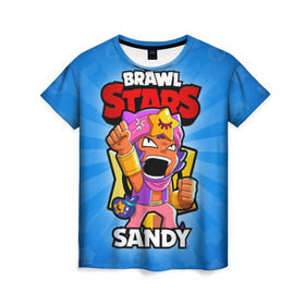 Женская футболка 3D с принтом BRAWL STARS SANDY , 100% полиэфир ( синтетическое хлопкоподобное полотно) | прямой крой, круглый вырез горловины, длина до линии бедер | brawl stars | brawl stars sandy | brawler | sandy | бравл старз | бравлер | сэнди
