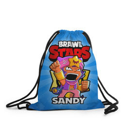 Рюкзак-мешок 3D с принтом BRAWL STARS SANDY , 100% полиэстер | плотность ткани — 200 г/м2, размер — 35 х 45 см; лямки — толстые шнурки, застежка на шнуровке, без карманов и подкладки | brawl stars | brawl stars sandy | brawler | sandy | бравл старз | бравлер | сэнди