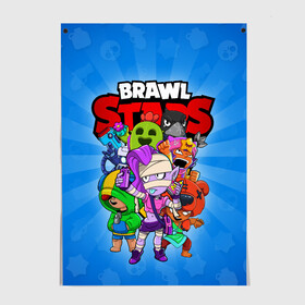 Постер с принтом BRAWL STARS , 100% бумага
 | бумага, плотность 150 мг. Матовая, но за счет высокого коэффициента гладкости имеет небольшой блеск и дает на свету блики, но в отличии от глянцевой бумаги не покрыта лаком | 8 bit | 8 бит | brawl stars | brawler | crow | emz | leon | nita | sandy | spike | бравл старз | бравлер | ворон | леон | нита | спайк | сэнди | эмз