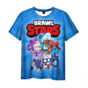 Мужская футболка 3D с принтом BRAWL STARS , 100% полиэфир | прямой крой, круглый вырез горловины, длина до линии бедер | 8 bit | 8 бит | brawl stars | brawler | emz | leon | nita | бравл старз | бравлер | леон | нита | эмз