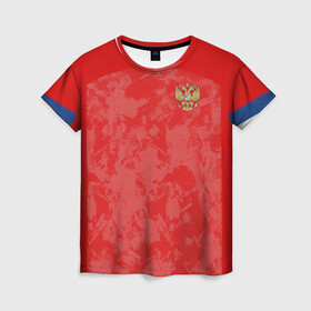 Женская футболка 3D с принтом Russia home EURO 2020  , 100% полиэфир ( синтетическое хлопкоподобное полотно) | прямой крой, круглый вырез горловины, длина до линии бедер | championship | cup | dzyuba | russia | tdrfifa19 | world | артем | дзюба | европы | мира | мундиаль | россия | чемпионат