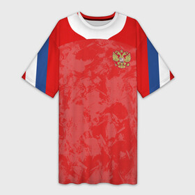 Платье-футболка 3D с принтом Russia home EURO 2020 ,  |  | championship | cup | dzyuba | russia | tdrfifa19 | world | артем | дзюба | европы | мира | мундиаль | россия | чемпионат