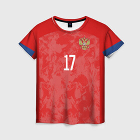 Женская футболка 3D с принтом Golovin home EURO 2020 , 100% полиэфир ( синтетическое хлопкоподобное полотно) | прямой крой, круглый вырез горловины, длина до линии бедер | championship | cup | golovin | russia | tdrfifa19 | world | головин | европы | мира | мундиаль | россия | чемпионат