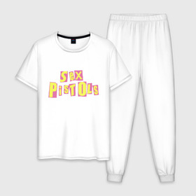 Мужская пижама хлопок с принтом Sex Pistols , 100% хлопок | брюки и футболка прямого кроя, без карманов, на брюках мягкая резинка на поясе и по низу штанин
 | punk | rock
