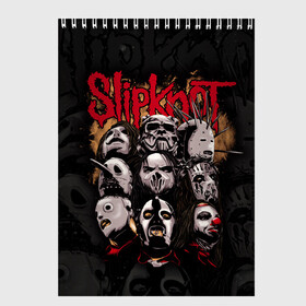 Скетчбук с принтом Slipknot , 100% бумага
 | 48 листов, плотность листов — 100 г/м2, плотность картонной обложки — 250 г/м2. Листы скреплены сверху удобной пружинной спиралью | slipknot | we are not your kind | альтернативный метал | грув метал | метал | музыка | ню метал | слипнот