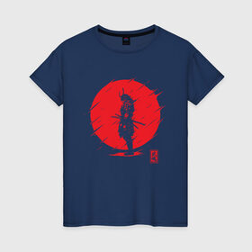 Женская футболка хлопок с принтом Самурайский Дух , 100% хлопок | прямой крой, круглый вырез горловины, длина до линии бедер, слегка спущенное плечо | Тематика изображения на принте: samurai | samurai spirit | самурай | самурайский дух | япония