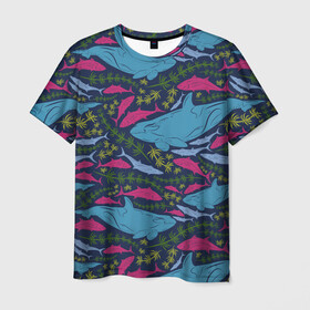 Мужская футболка 3D с принтом Касатки , 100% полиэфир | прямой крой, круглый вырез горловины, длина до линии бедер | водоросли | касатки | киты | море | океан | под водой | рыбы