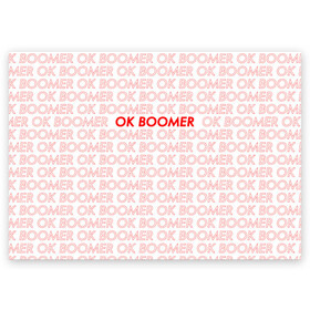 Поздравительная открытка с принтом OK BOOMER , 100% бумага | плотность бумаги 280 г/м2, матовая, на обратной стороне линовка и место для марки
 | Тематика изображения на принте: ok boomer | зумеры | мемы | миллениалы | окей бумер