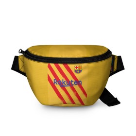 Поясная сумка 3D с принтом Barcelona 4-th kit 19-20 , 100% полиэстер | плотная ткань, ремень с регулируемой длиной, внутри несколько карманов для мелочей, основное отделение и карман с обратной стороны сумки застегиваются на молнию | barcelona | champions | laliga | league | spain | барселона | испания | лига | месси | чемпионов