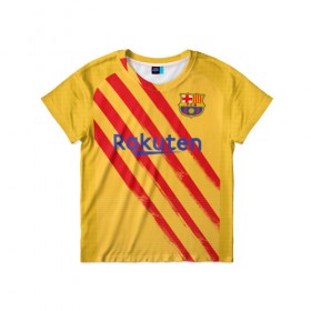 Детская футболка 3D с принтом Barcelona 4-th kit 19-20 , 100% гипоаллергенный полиэфир | прямой крой, круглый вырез горловины, длина до линии бедер, чуть спущенное плечо, ткань немного тянется | barcelona | champions | laliga | league | spain | барселона | испания | лига | месси | чемпионов