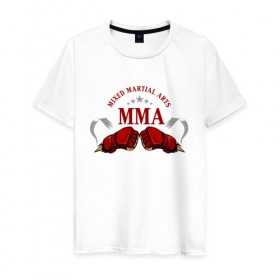 Мужская футболка хлопок с принтом MMA , 100% хлопок | прямой крой, круглый вырез горловины, длина до линии бедер, слегка спущенное плечо. | mma | бокс | единоборства | смешанные | спорт