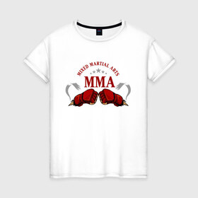Женская футболка хлопок с принтом MMA , 100% хлопок | прямой крой, круглый вырез горловины, длина до линии бедер, слегка спущенное плечо | mma | бокс | единоборства | смешанные | спорт