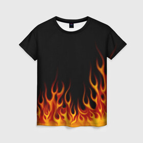 Женская футболка 3D с принтом Пламя Old School , 100% полиэфир ( синтетическое хлопкоподобное полотно) | прямой крой, круглый вырез горловины, длина до линии бедер | burn | fire | костер | нарисованный | огня | огонь | олдскул | пламени | пламя | пожар | пылает | рисованный огонь | языки