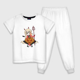 Детская пижама хлопок с принтом Отель Хазбин (Чарли) , 100% хлопок |  брюки и футболка прямого кроя, без карманов, на брюках мягкая резинка на поясе и по низу штанин
 | отель хазбин | персонаж | рисунок | трезубец | тыква | чарли
