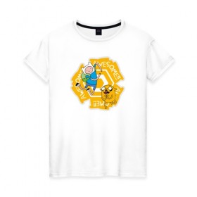 Женская футболка хлопок с принтом Awesome Adventure Time , 100% хлопок | прямой крой, круглый вырез горловины, длина до линии бедер, слегка спущенное плечо | adventure time | awesome | dsgnosadchaya | vdosadir | время приключений | джейк | пендлтон уорд | финн