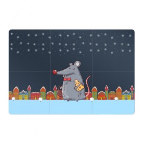 Магнитный плакат 3Х2 с принтом Мышка с сыром , Полимерный материал с магнитным слоем | 6 деталей размером 9*9 см | 2020 | mouse | rat | годкрысы | годмыши | зима | зимняя | крыса | мороз | мышка | мышь | новогодняя | новый год | новый год 2020 | рождество | симолгода | снег | холод