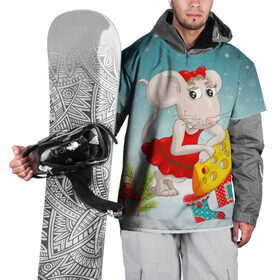 Накидка на куртку 3D с принтом Милая мышка с сыром , 100% полиэстер |  | 2020 | mouse | rat | годкрысы | годмыши | зима | зимняя | крыса | мороз | мышка | мышь | новогодняя | новый год | новый год 2020 | рождество | симолгода | снег | холод