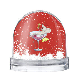 Снежный шар с принтом Мышка в коктейле , Пластик | Изображение внутри шара печатается на глянцевой фотобумаге с двух сторон | 