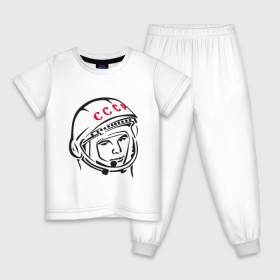 Детская пижама хлопок с принтом футболка ссср Гагарин , 100% хлопок |  брюки и футболка прямого кроя, без карманов, на брюках мягкая резинка на поясе и по низу штанин
 | гагарин | космос | ракета | ссср