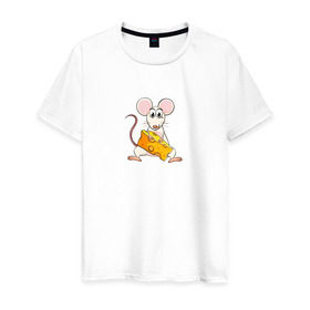 Мужская футболка хлопок с принтом Новый Год 2020 (Крыса) , 100% хлопок | прямой крой, круглый вырез горловины, длина до линии бедер, слегка спущенное плечо. | Тематика изображения на принте: 
