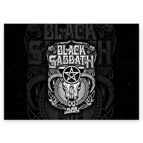 Поздравительная открытка с принтом Black Sabbath , 100% бумага | плотность бумаги 280 г/м2, матовая, на обратной стороне линовка и место для марки
 | black sabbath | hard rock | heavy metal | блэк сабат | группы | метал | музыка | оззи осборн | рок | хард рок | хэви метал