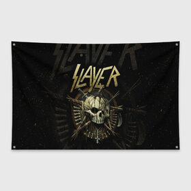 Флаг-баннер с принтом Slayer , 100% полиэстер | размер 67 х 109 см, плотность ткани — 95 г/м2; по краям флага есть четыре люверса для крепления | metal | slayer | группы | метал | музыка | рок | трэш метал