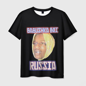 Мужская футболка 3D с принтом A$AP Rocky x SVMOSCOW Babushka , 100% полиэфир | прямой крой, круглый вырез горловины, длина до линии бедер | asap | babushka boi | rocky | svmoscow