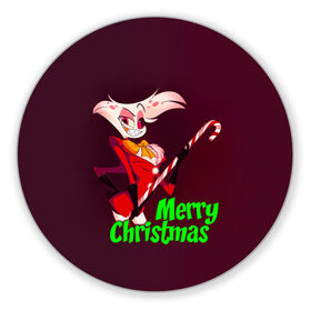 Коврик для мышки круглый с принтом Merry Christmas , резина и полиэстер | круглая форма, изображение наносится на всю лицевую часть | alastor | hazbin hotel | аластор | ангел пыли | вегги | мульт | ниффти | отель хазбин | сериал | сэр пентиус | том тренч | хаск | чарли | черри | энджел даст