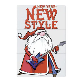 Магнитный плакат 2Х3 с принтом New Year - new style , Полимерный материал с магнитным слоем | 6 деталей размером 9*9 см | beard | boots | cap | fur coat | guitar | moustache | music | new year | nose | santa claus | style | башмаки | борода | гитара | дед мороз | джинсы | музыка | новый год | нос | солист | стиль | усы | шапка | шуба