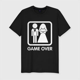 Мужская футболка премиум с принтом Game over , 92% хлопок, 8% лайкра | приталенный силуэт, круглый вырез ворота, длина до линии бедра, короткий рукав | девушка | жена | жених | игра | муж | невеста | парень | подарок
