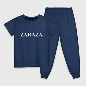 Детская пижама хлопок с принтом Zaraza , 100% хлопок |  брюки и футболка прямого кроя, без карманов, на брюках мягкая резинка на поясе и по низу штанин
 | antibrand | brand | fashion | logo | street | style | zara | zaraza | антибренд | бренд | зара | зараза | лого | массмаркет | мода | стритстайл